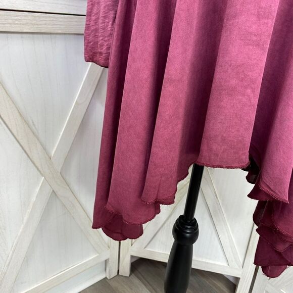 J. Bee Mixed Media Drop Waist Scarf Hem Knit Tunic Shirt Large - Picture 5 of 10